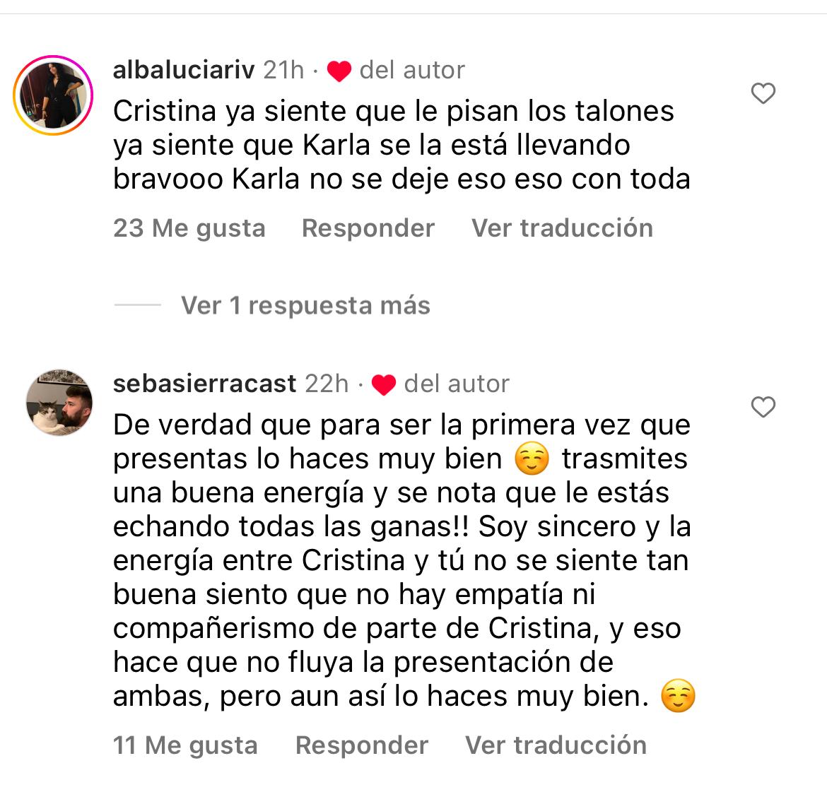 Comentarios Instagram Carla Giraldo